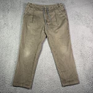 Suitsupply Pants Mens 48 (32x24) Green Ames Drawstring Pleated Chino Trousers